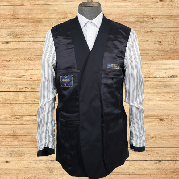 Brooks Brothers 1818 Fitzgerald X Estrato Mens 41L Black Wool 2 Button Jacket - Picture 5 of 8